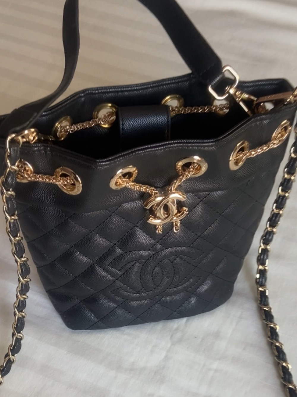 CHANEL VIP BEAUTE GIFT  Crossbody  Drawstring Bucket Bag with Gold Hardware